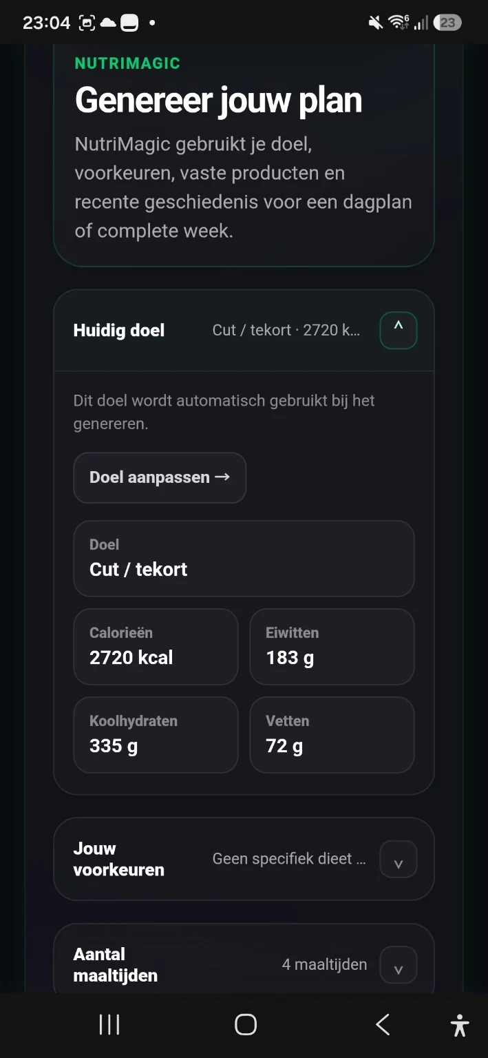 NutriMagic plan generator